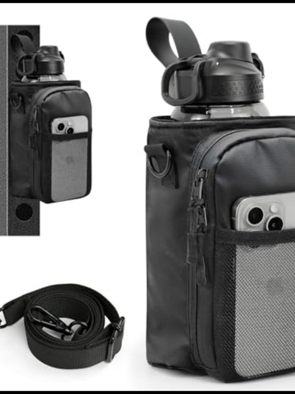 PU Waterproof Magnetic Gym Bag Water Bottle Holder Crossbody